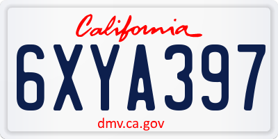 CA license plate 6XYA397