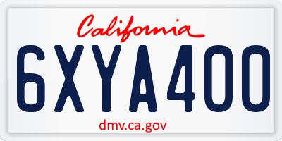 CA license plate 6XYA400