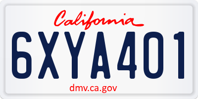 CA license plate 6XYA401