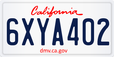 CA license plate 6XYA402