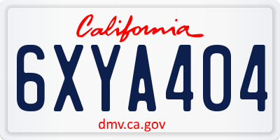 CA license plate 6XYA404