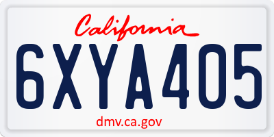 CA license plate 6XYA405
