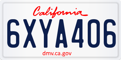 CA license plate 6XYA406