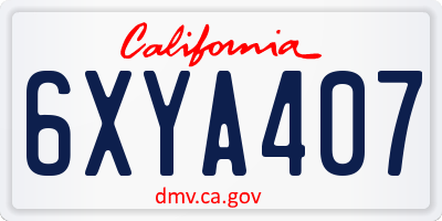 CA license plate 6XYA407