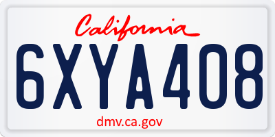 CA license plate 6XYA408