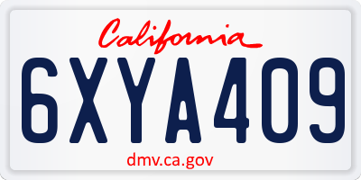 CA license plate 6XYA409