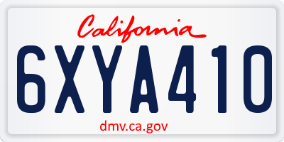 CA license plate 6XYA410