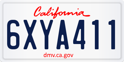 CA license plate 6XYA411