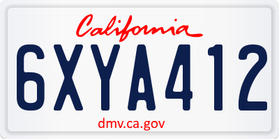 CA license plate 6XYA412
