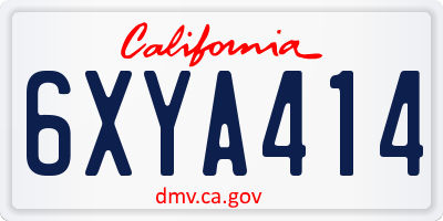 CA license plate 6XYA414