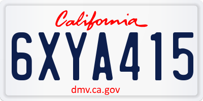 CA license plate 6XYA415
