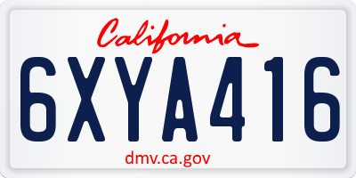 CA license plate 6XYA416