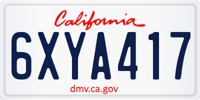 CA license plate 6XYA417
