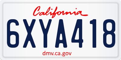 CA license plate 6XYA418