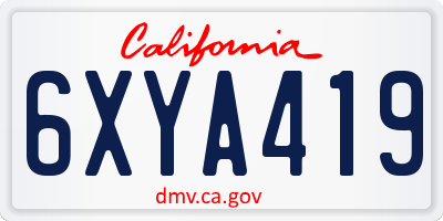 CA license plate 6XYA419