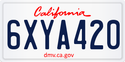 CA license plate 6XYA420