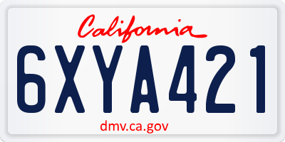 CA license plate 6XYA421