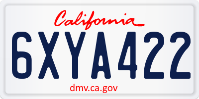 CA license plate 6XYA422