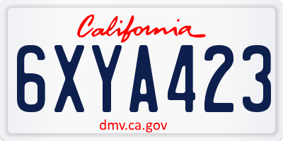 CA license plate 6XYA423