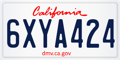 CA license plate 6XYA424