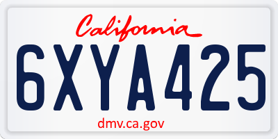 CA license plate 6XYA425