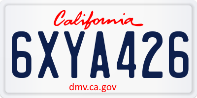 CA license plate 6XYA426
