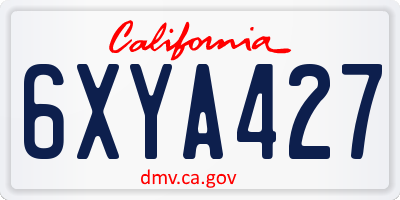 CA license plate 6XYA427