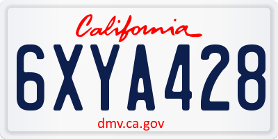 CA license plate 6XYA428