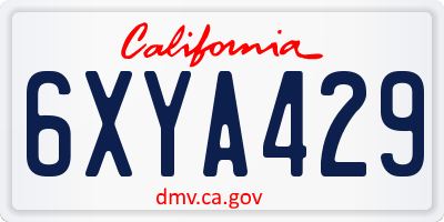 CA license plate 6XYA429