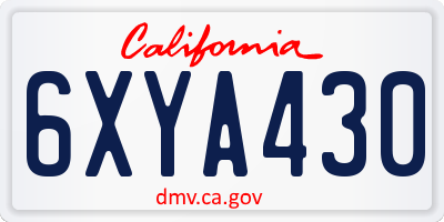 CA license plate 6XYA430