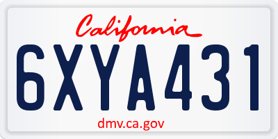 CA license plate 6XYA431