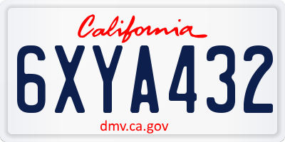 CA license plate 6XYA432