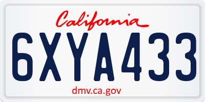 CA license plate 6XYA433