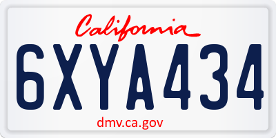 CA license plate 6XYA434