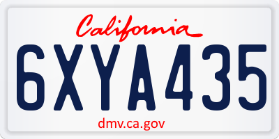 CA license plate 6XYA435