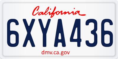 CA license plate 6XYA436