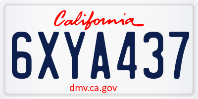 CA license plate 6XYA437