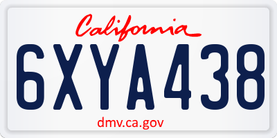 CA license plate 6XYA438