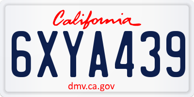 CA license plate 6XYA439