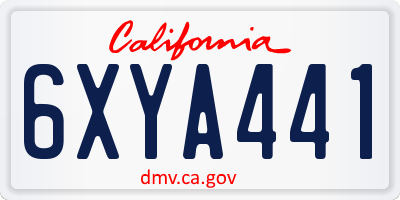 CA license plate 6XYA441