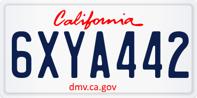 CA license plate 6XYA442