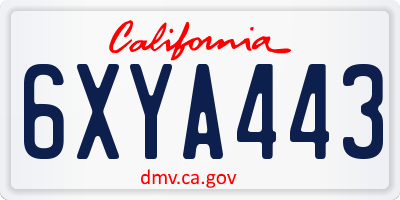 CA license plate 6XYA443