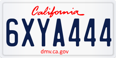 CA license plate 6XYA444