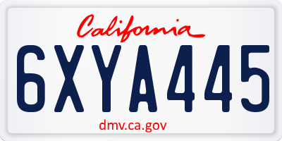 CA license plate 6XYA445