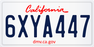 CA license plate 6XYA447