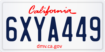 CA license plate 6XYA449