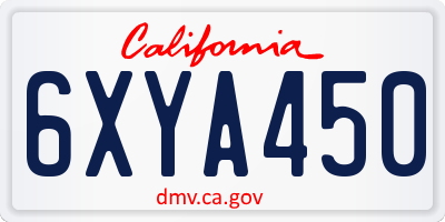 CA license plate 6XYA450