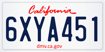 CA license plate 6XYA451