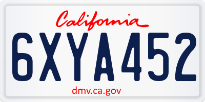 CA license plate 6XYA452