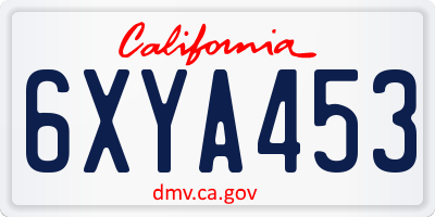 CA license plate 6XYA453